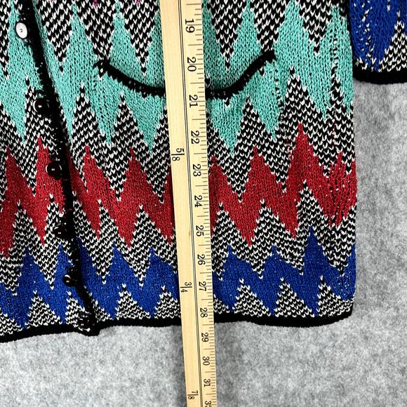 VTG French Rags Cardigan Sweater Womens 1 Small Chunky Chevron Artsy USA - Picture 5 of 12